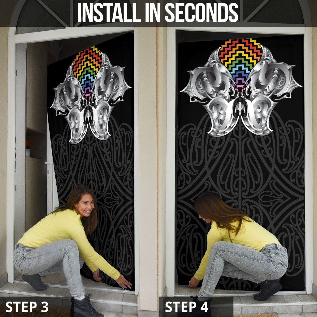 Aotearoa Kowhaiwhai Poutama Rainbow Motif Door Cover