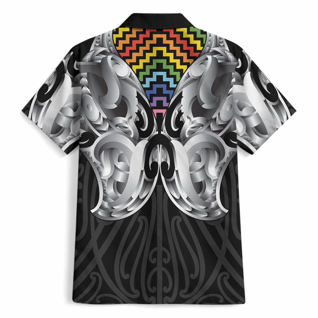 Aotearoa Kowhaiwhai Poutama Rainbow Motif Hawaiian Shirt