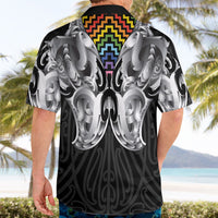 Aotearoa Kowhaiwhai Poutama Rainbow Motif Hawaiian Shirt