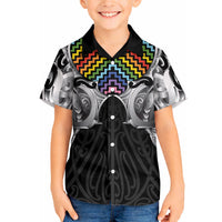 Aotearoa Kowhaiwhai Poutama Rainbow Motif Hawaiian Shirt
