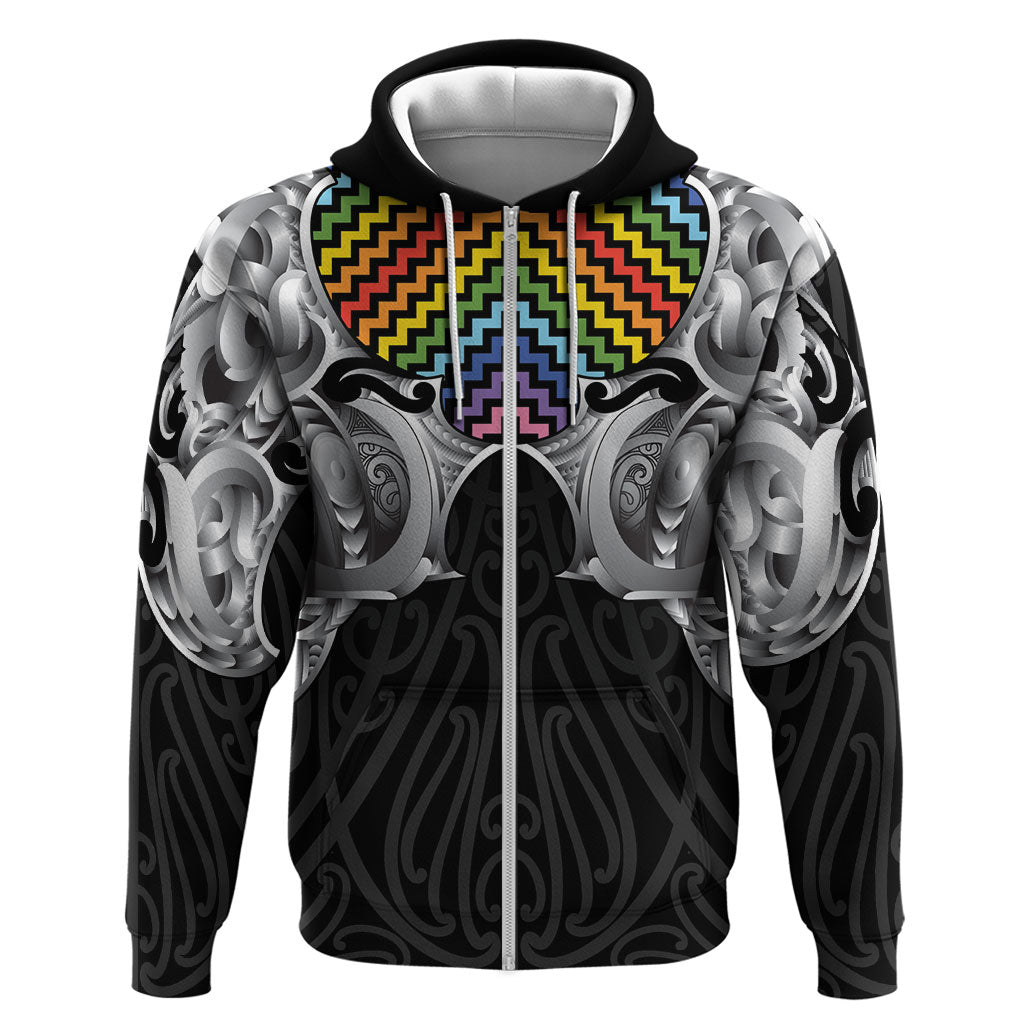 Aotearoa Kowhaiwhai Poutama Rainbow Motif Hoodie