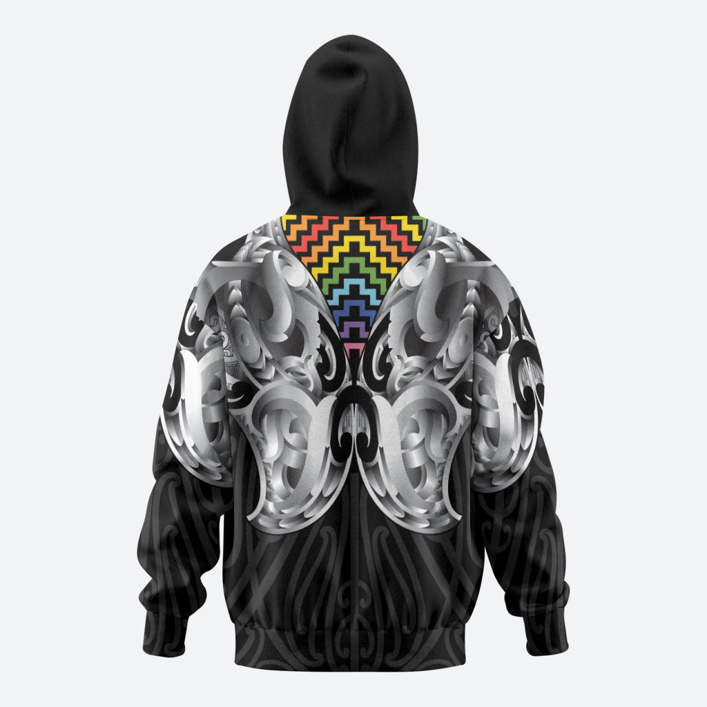 Aotearoa Kowhaiwhai Poutama Rainbow Motif Hoodie