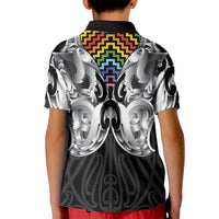 Aotearoa Kowhaiwhai Poutama Rainbow Motif Kid Polo Shirt LT9 - Polynesian Pride