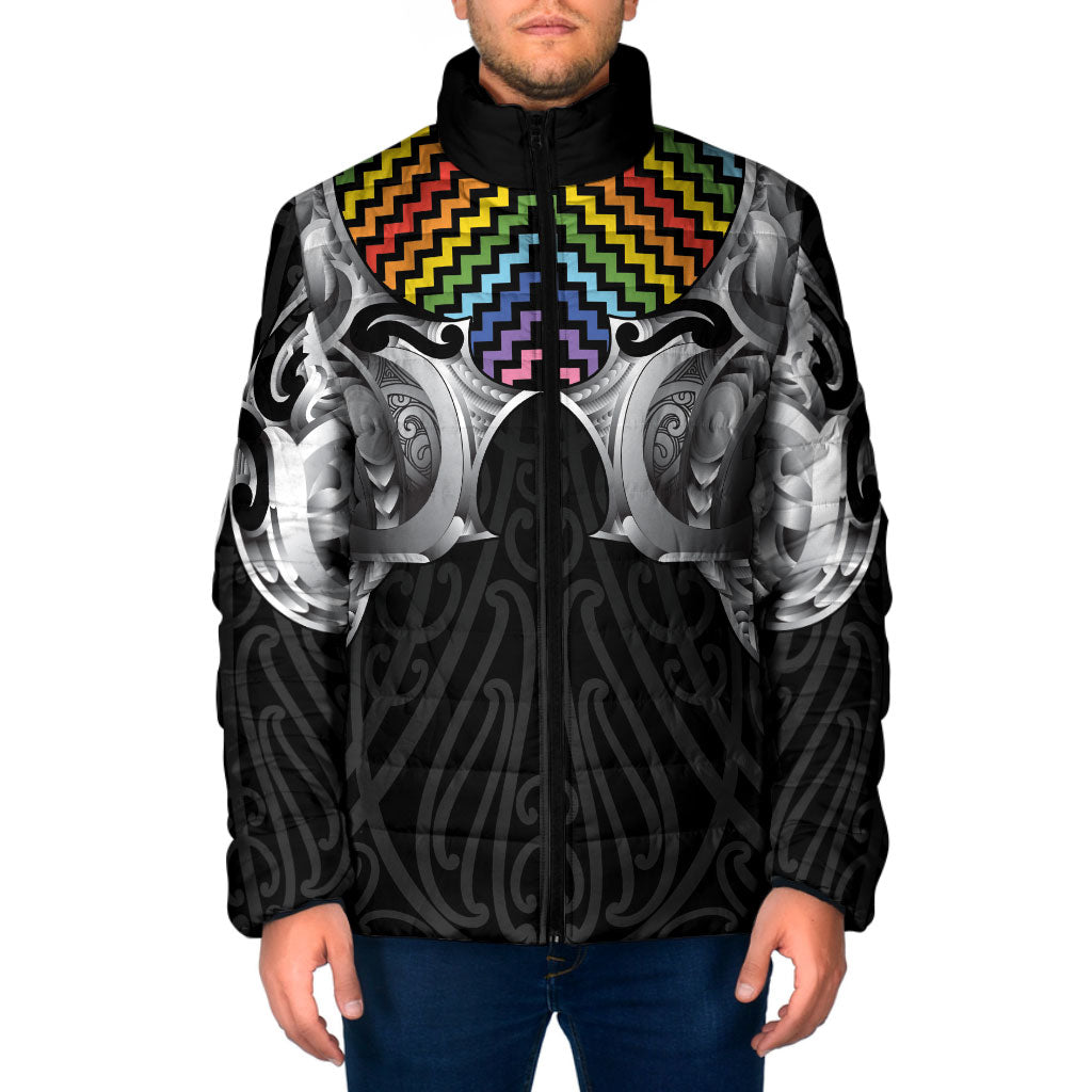 Aotearoa Kowhaiwhai Poutama Rainbow Motif Padded Jacket LT9 Men Rainbow - Polynesian Pride