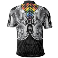 Aotearoa Kowhaiwhai Poutama Rainbow Motif Polo Shirt