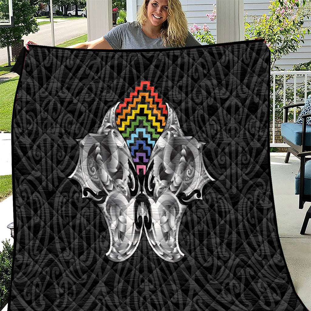 Aotearoa Kowhaiwhai Poutama Rainbow Motif Quilt