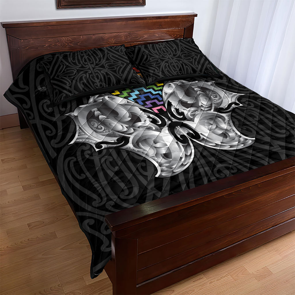 Aotearoa Kowhaiwhai Poutama Rainbow Motif Quilt Bed Set