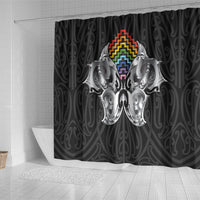 Aotearoa Kowhaiwhai Poutama Rainbow Motif Shower Curtain