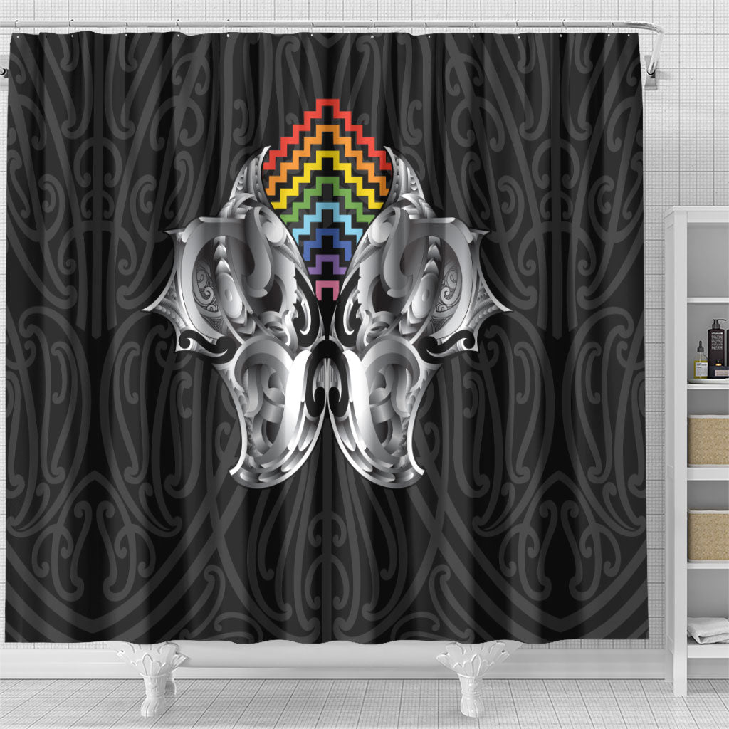 Aotearoa Kowhaiwhai Poutama Rainbow Motif Shower Curtain
