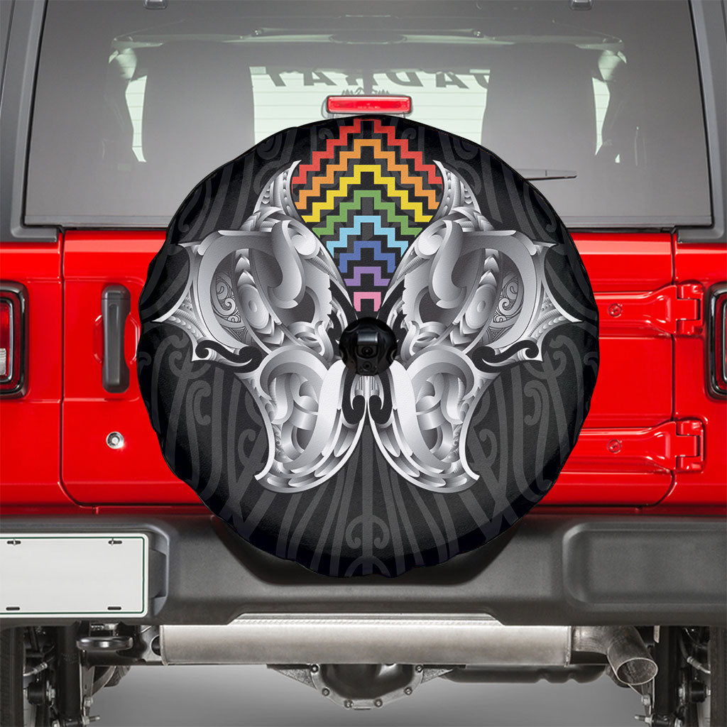 Aotearoa Kowhaiwhai Poutama Rainbow Motif Spare Tire Cover