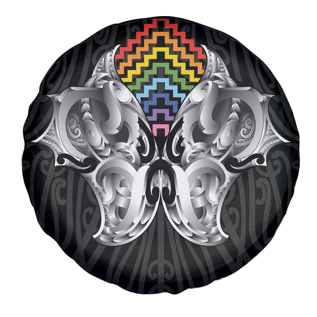 Aotearoa Kowhaiwhai Poutama Rainbow Motif Spare Tire Cover