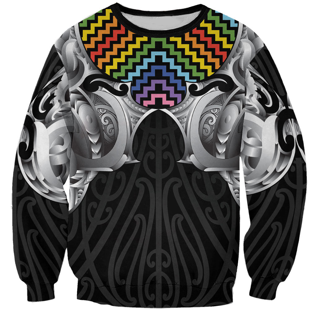 Aotearoa Kowhaiwhai Poutama Rainbow Motif Sweatshirt