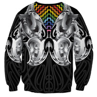 Aotearoa Kowhaiwhai Poutama Rainbow Motif Sweatshirt