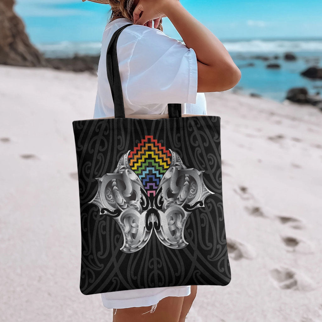 Aotearoa Kowhaiwhai Poutama Rainbow Motif Tote Bag