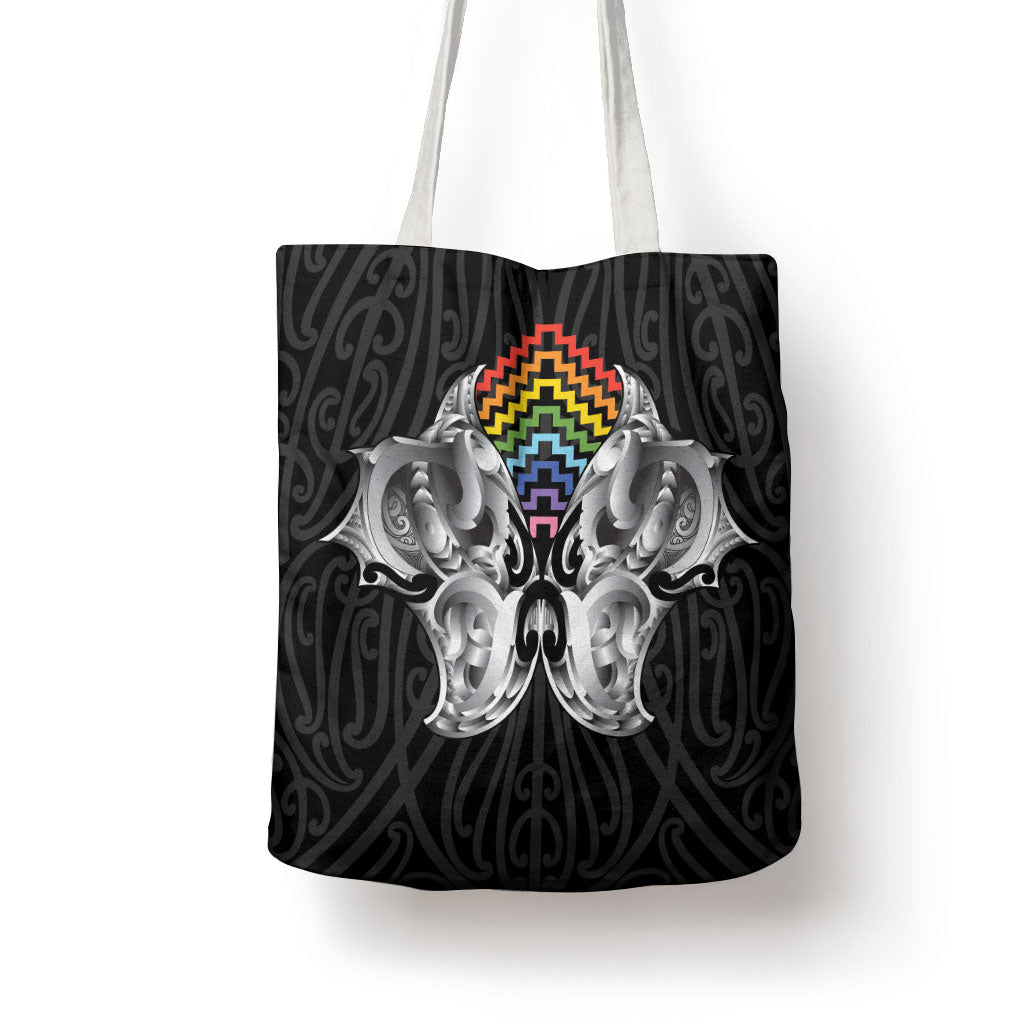 Aotearoa Kowhaiwhai Poutama Rainbow Motif Tote Bag