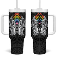 Aotearoa Kowhaiwhai Poutama Rainbow Motif Tumbler With Handle