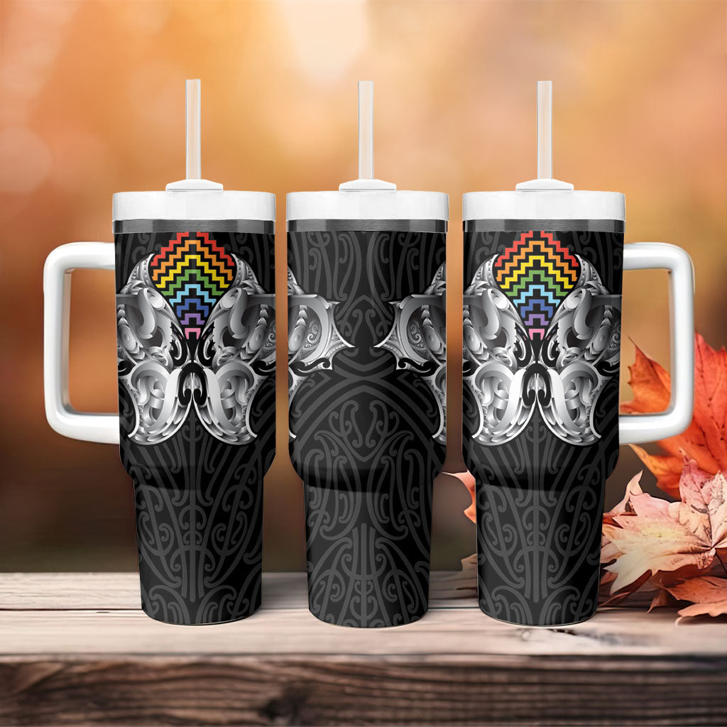 Aotearoa Kowhaiwhai Poutama Rainbow Motif Tumbler With Handle