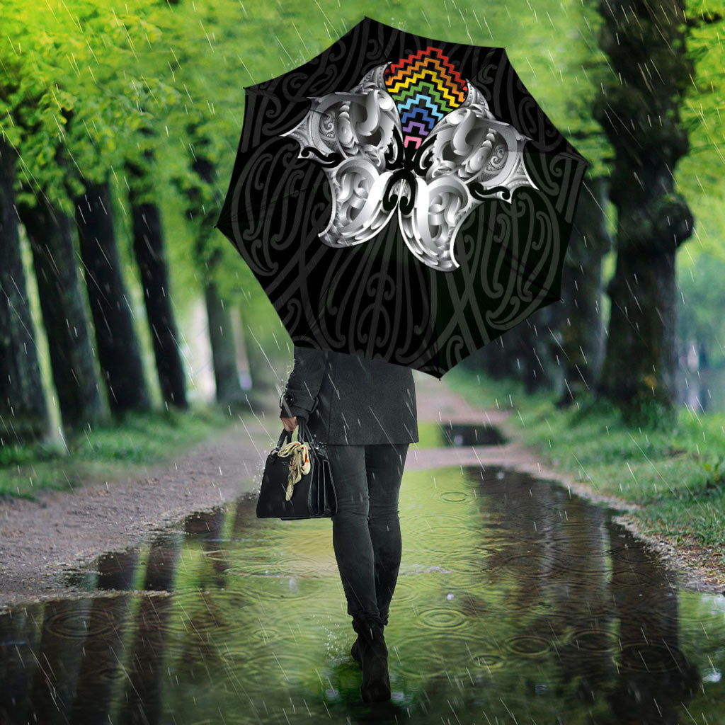 Aotearoa Kowhaiwhai Poutama Rainbow Motif Umbrella