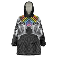 Aotearoa Kowhaiwhai Poutama Rainbow Motif Wearable Blanket Hoodie LT9 One Size Rainbow - Polynesian Pride
