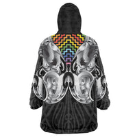 Aotearoa Kowhaiwhai Poutama Rainbow Motif Wearable Blanket Hoodie LT9 - Polynesian Pride