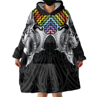 Aotearoa Kowhaiwhai Poutama Rainbow Motif Wearable Blanket Hoodie LT9 - Polynesian Pride