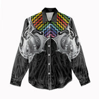 Aotearoa Kowhaiwhai Poutama Rainbow Motif Women Casual Shirt LT9 - Polynesian Pride