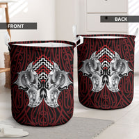 Aotearoa Kowhaiwhai Poutama Red Motif Laundry Basket