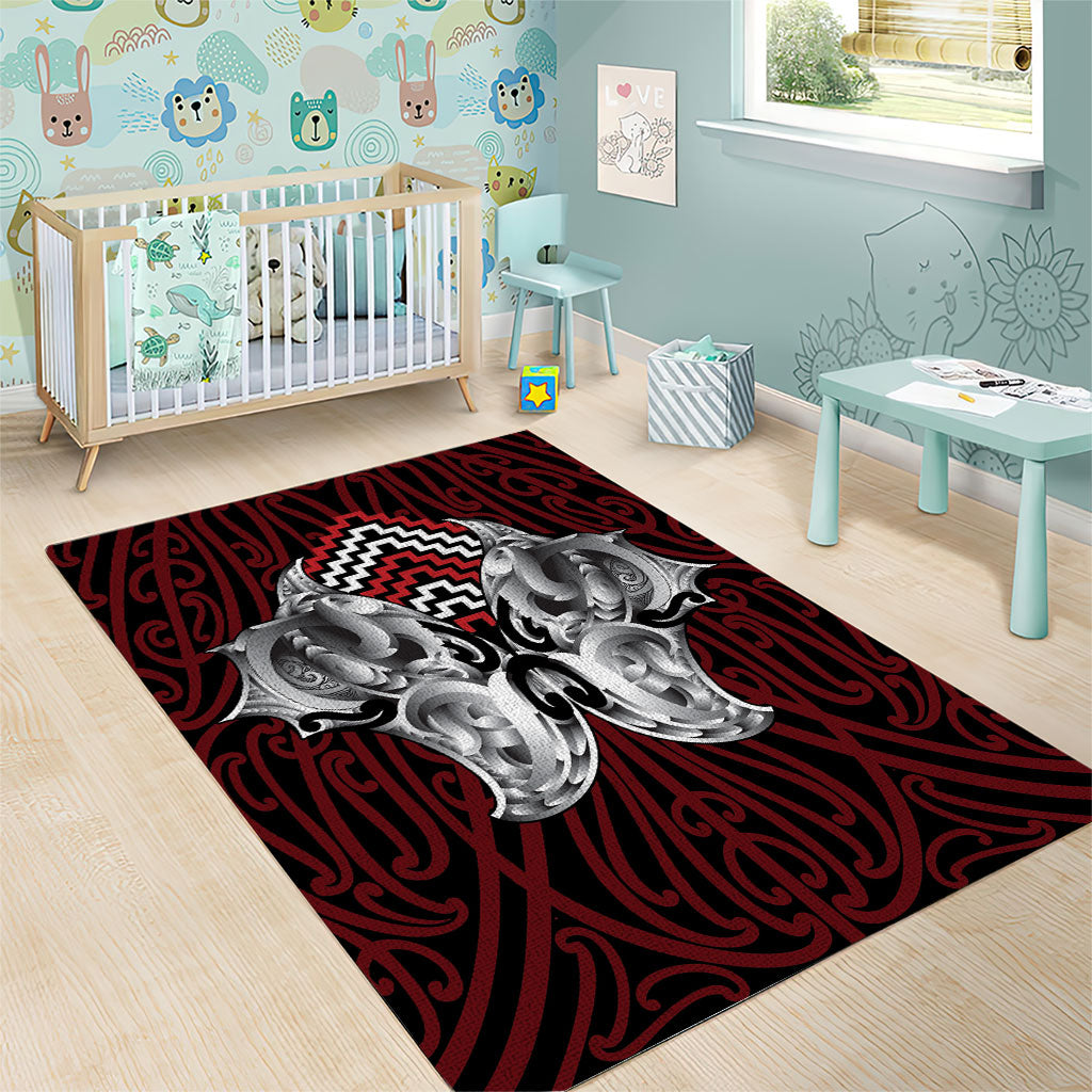 Aotearoa Kowhaiwhai Poutama Red Motif Area Rug