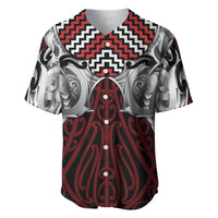 Aotearoa Kowhaiwhai Poutama Red Motif Baseball Jersey