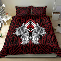 Aotearoa Kowhaiwhai Poutama Red Motif Bedding Set