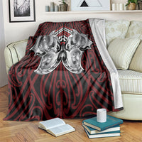 Aotearoa Kowhaiwhai Poutama Red Motif Blanket