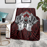 Aotearoa Kowhaiwhai Poutama Red Motif Blanket