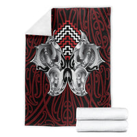 Aotearoa Kowhaiwhai Poutama Red Motif Blanket