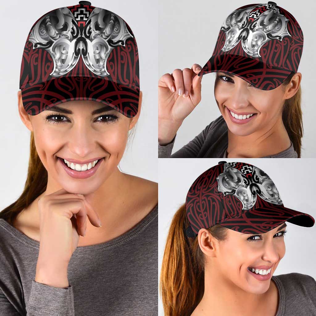 Aotearoa Kowhaiwhai Poutama Red Motif Classic Cap