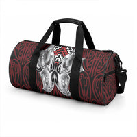 Aotearoa Kowhaiwhai Poutama Red Motif Duffle Bag