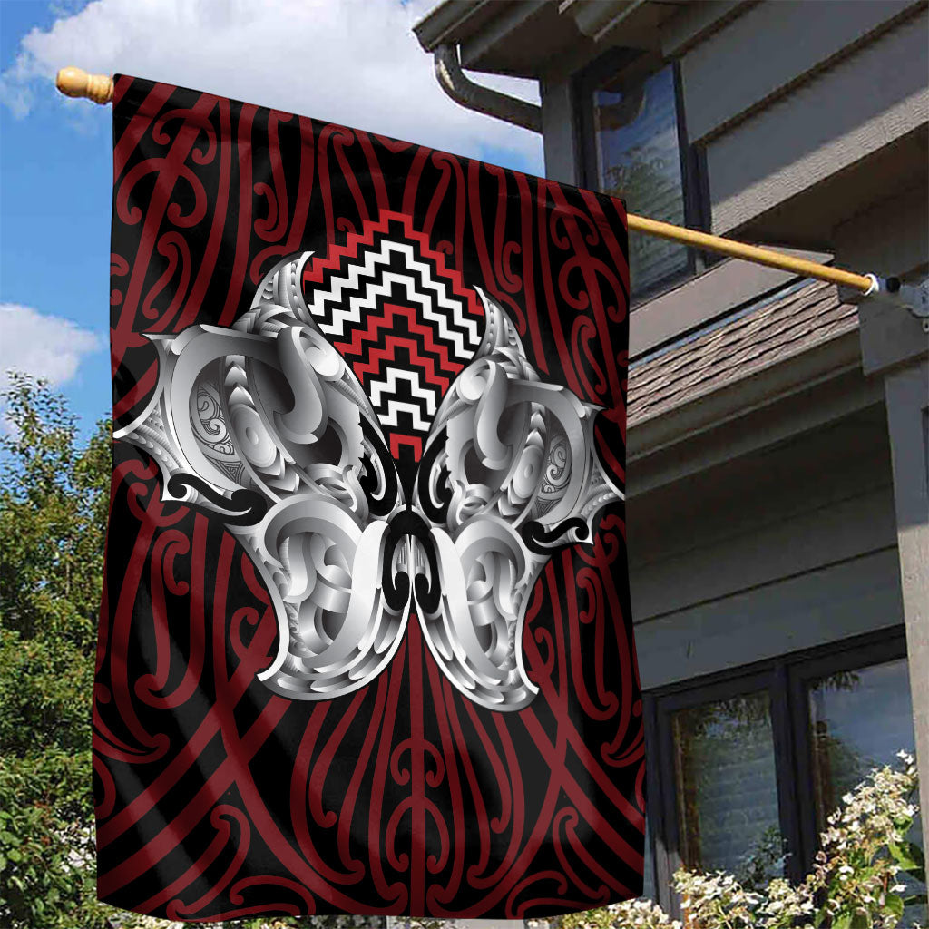 Aotearoa Kowhaiwhai Poutama Red Motif Garden Flag