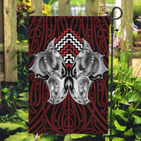 Aotearoa Kowhaiwhai Poutama Red Motif Garden Flag