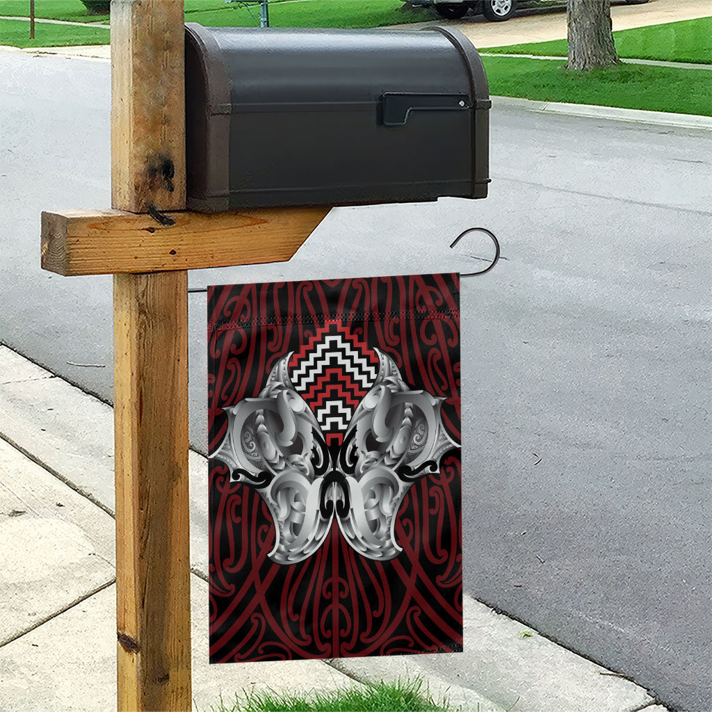 Aotearoa Kowhaiwhai Poutama Red Motif Garden Flag