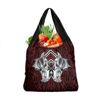 Aotearoa Kowhaiwhai Poutama Red Motif Grocery Bag