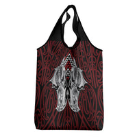 Aotearoa Kowhaiwhai Poutama Red Motif Grocery Bag
