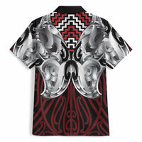 Aotearoa Kowhaiwhai Poutama Red Motif Hawaiian Shirt