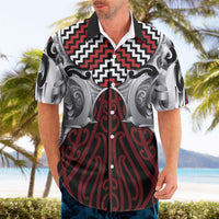 Aotearoa Kowhaiwhai Poutama Red Motif Hawaiian Shirt