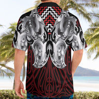 Aotearoa Kowhaiwhai Poutama Red Motif Hawaiian Shirt