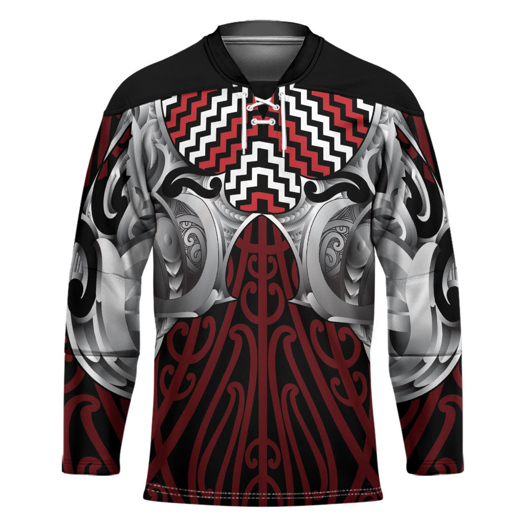 Aotearoa Kowhaiwhai Poutama Red Motif Hockey Jersey