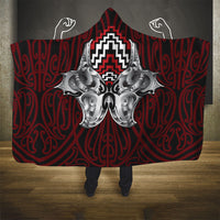 Aotearoa Kowhaiwhai Poutama Red Motif Hooded Blanket