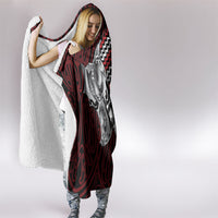 Aotearoa Kowhaiwhai Poutama Red Motif Hooded Blanket