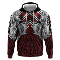 Aotearoa Kowhaiwhai Poutama Red Motif Hoodie