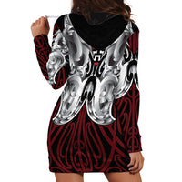 Aotearoa Kowhaiwhai Poutama Red Motif Hoodie Dress LT9 - Polynesian Pride