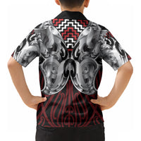 Aotearoa Kowhaiwhai Poutama Red Motif Kid Hawaiian Shirt