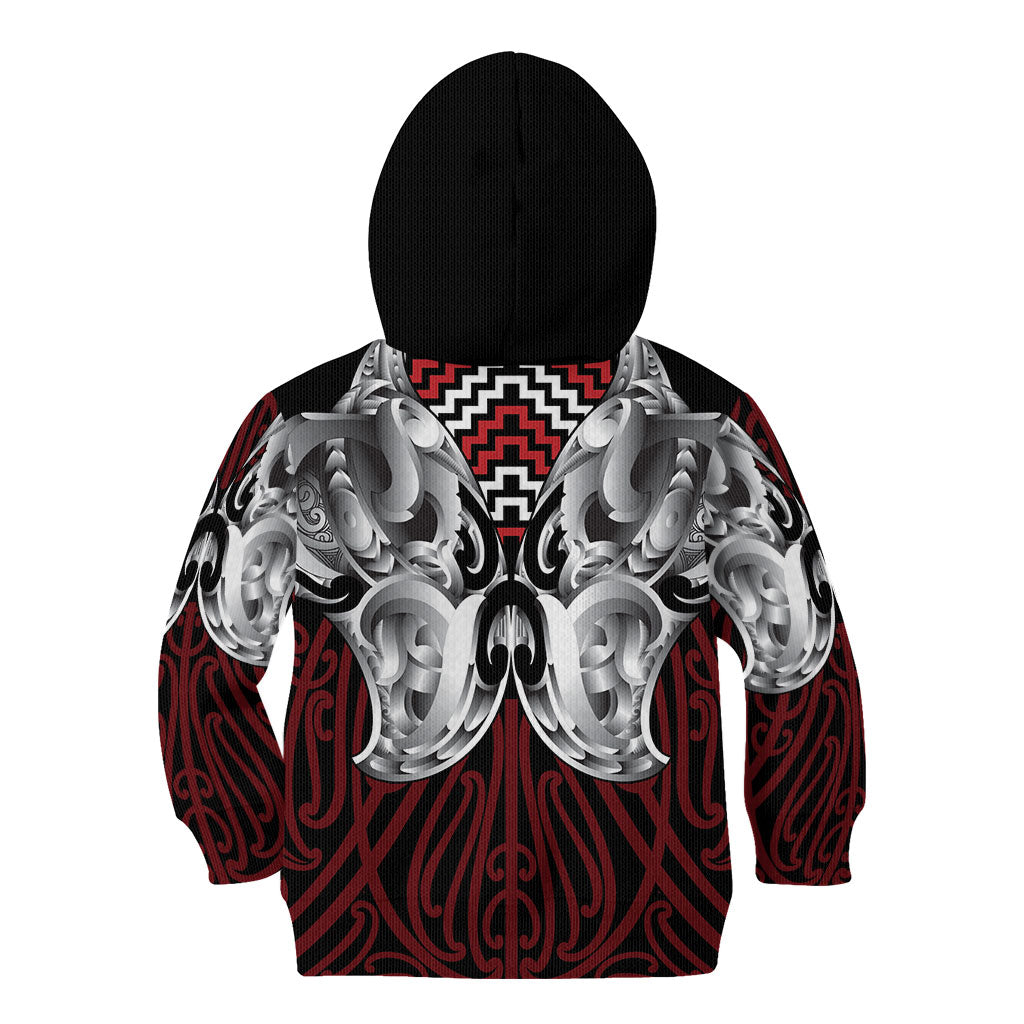 Aotearoa Kowhaiwhai Poutama Red Motif Kid Hoodie